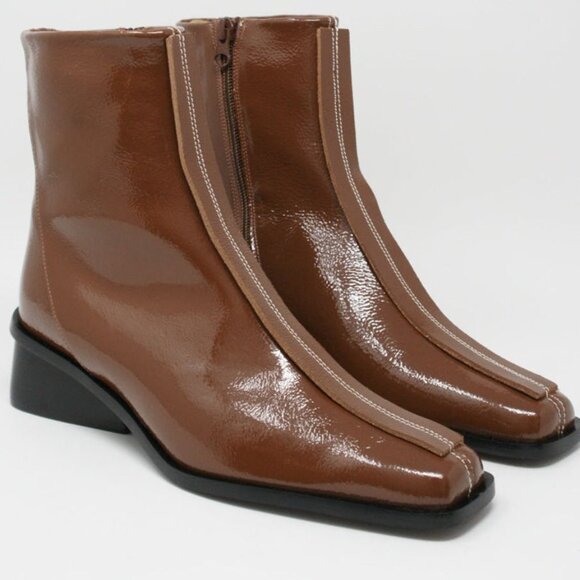 Rejina Pyo Miki Pecan Leather Short Heel Boot - Picture 1 of 15